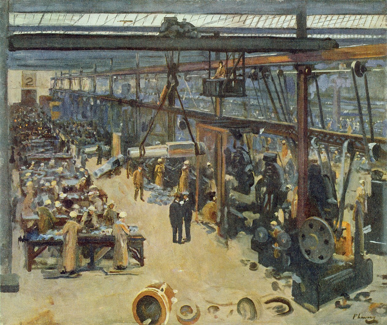 Scene ved et Clyde-verft, (Mers Beardmore und Co), fra British Artists at the Front, fortsettelse av 