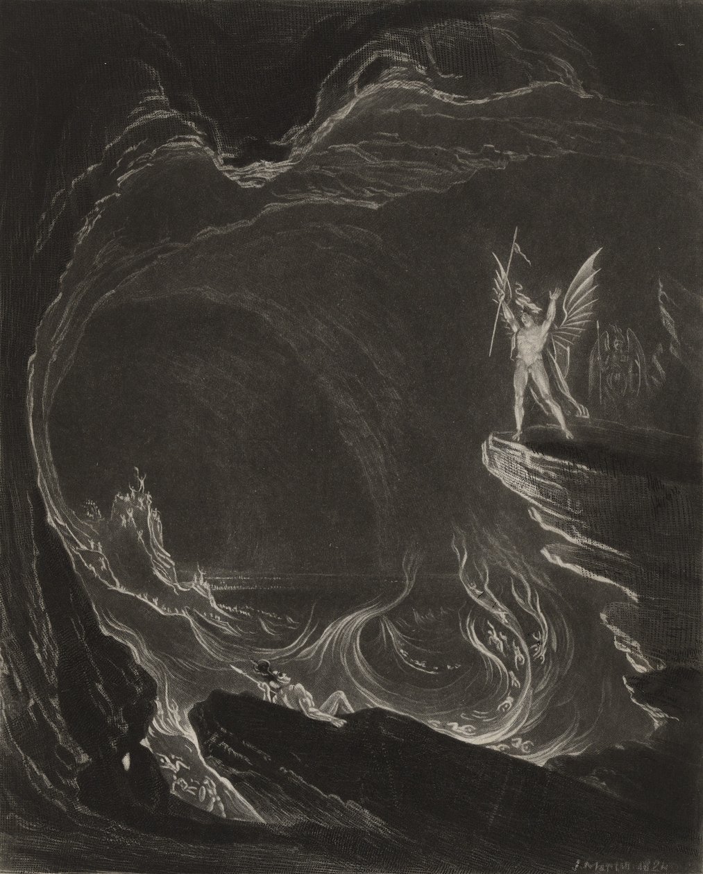 Satan og de falne englene, ca. 1827 (mezzotint) av John Martin