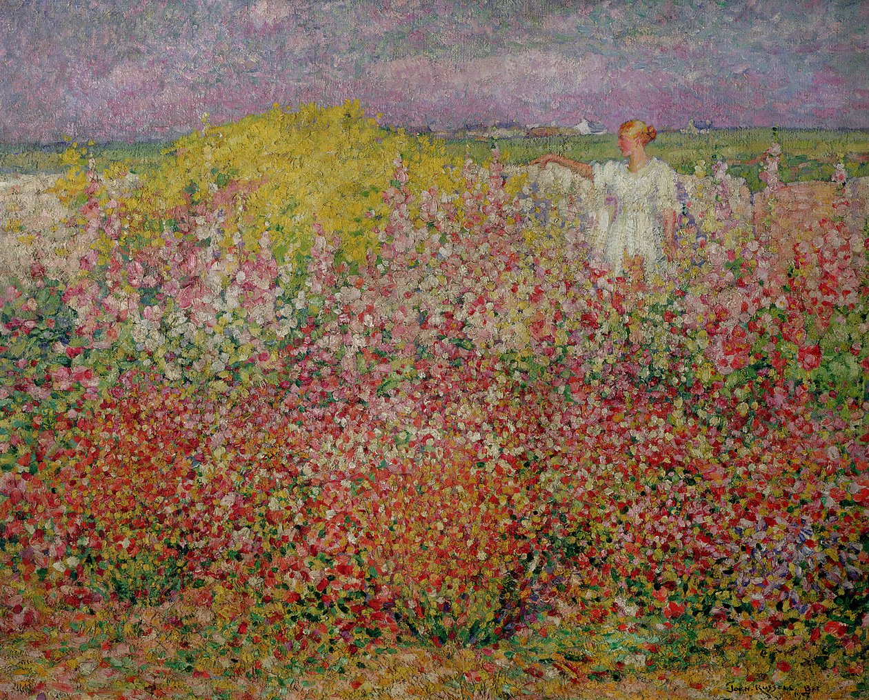 Mrs. Russell Amongst the Flowers på Belle Isle, 1927 av John Russell