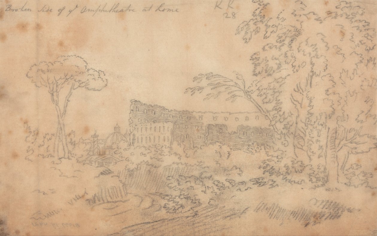 Broken Side of the Amphitheatre i Roma av John Robert Cozens