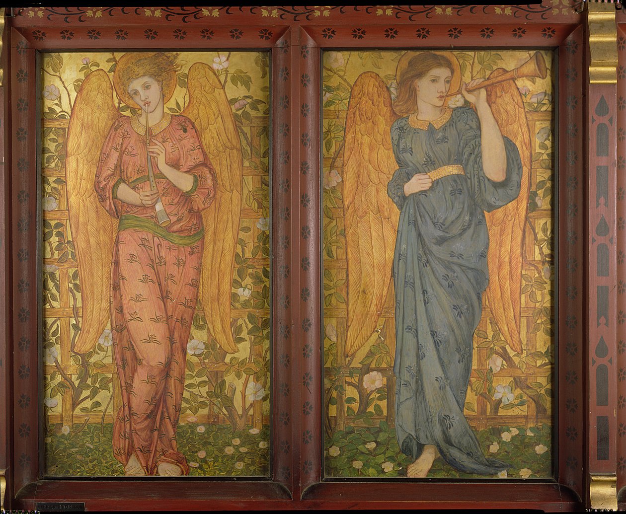 Engler med en obo og en trompet, 1861-62 (se også 120143) av John Roddam Spencer Stanhope