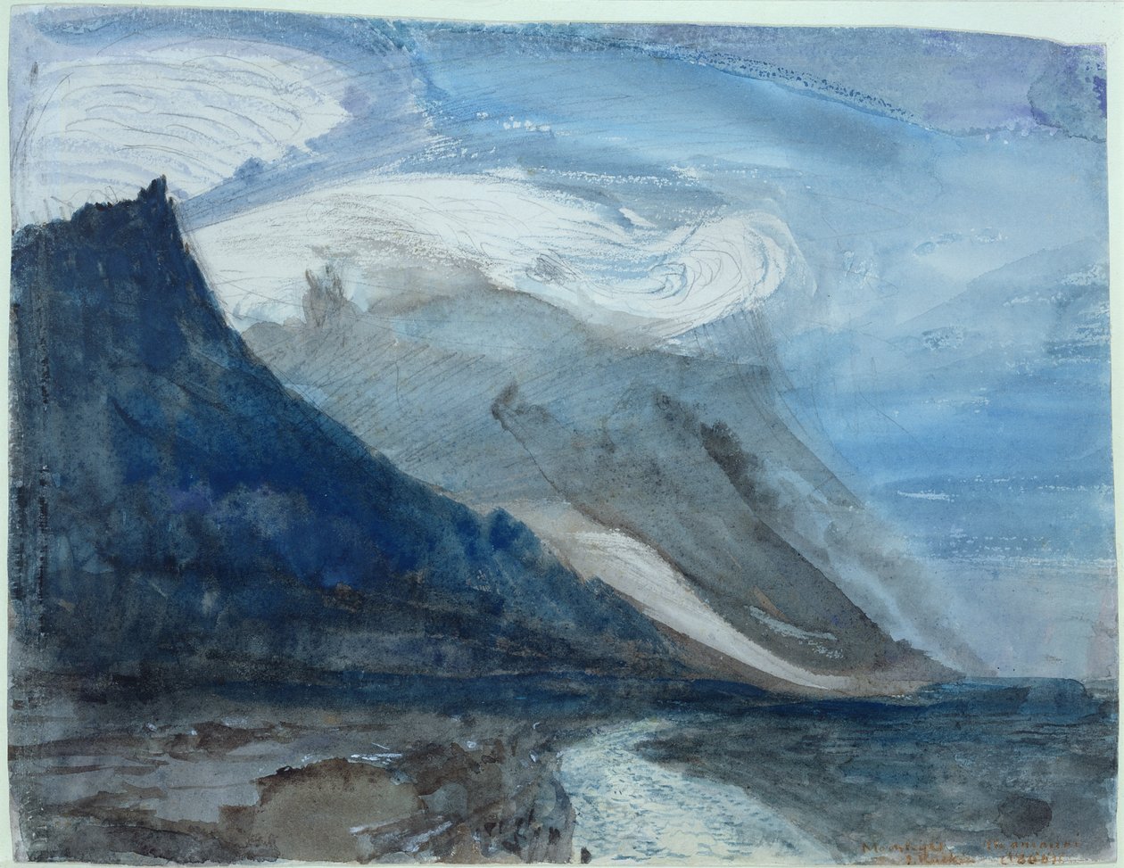 Moonlight, Chamonix, 1866 (wc og blyant på papir) av John Ruskin