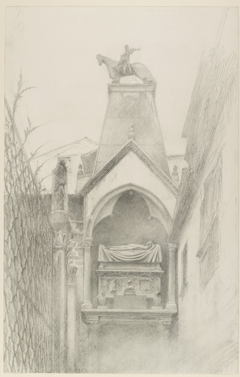 Studie av graven til Can Grande della Scala i Verona, mai - august 1869 (grafitt på papir) av John Ruskin
