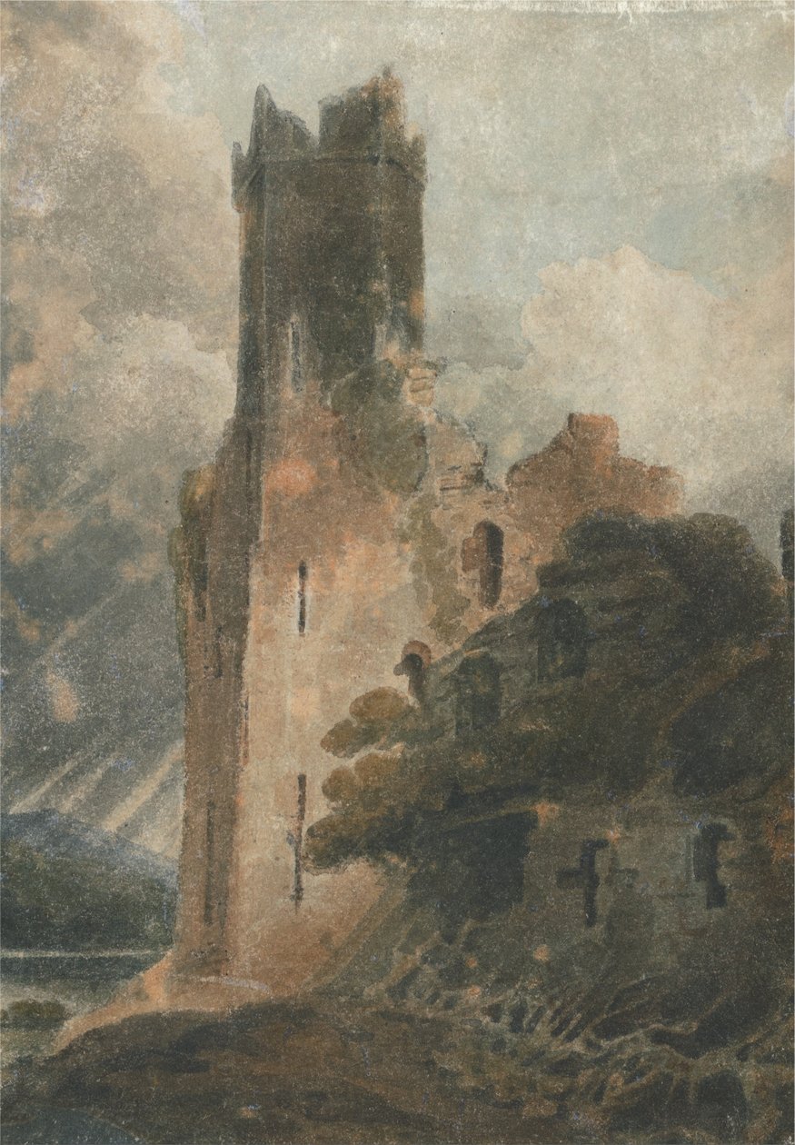 Et slottstårn (Caernarvon Castle) av John Sell Cotman