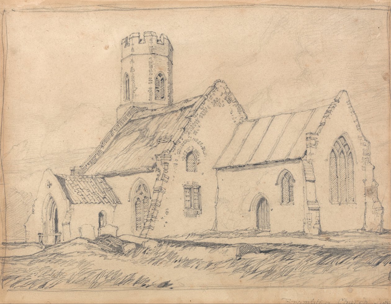 Brampton Church, Norfolk, fra Sørøst av John Sell Cotman