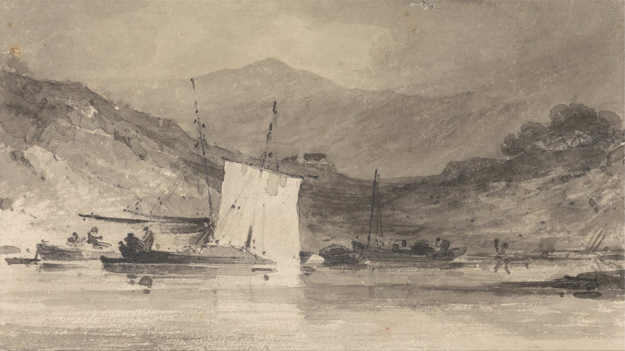 Cader Idris fra Mawddach -elvemunningen over Barmouth av John Sell Cotman