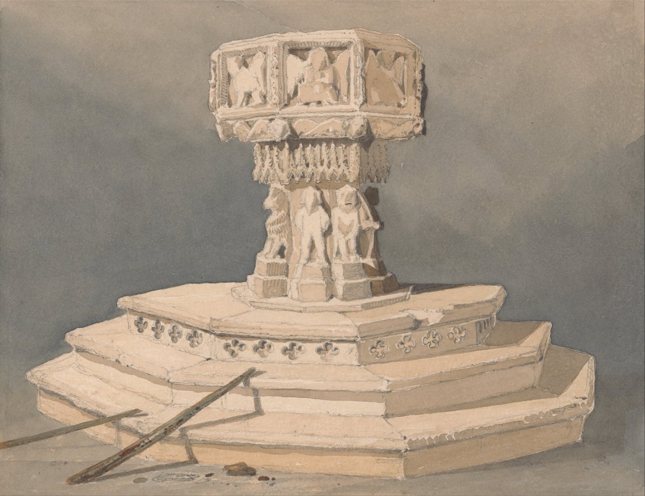 Font i Happisburgh Church, Norfolk av John Sell Cotman