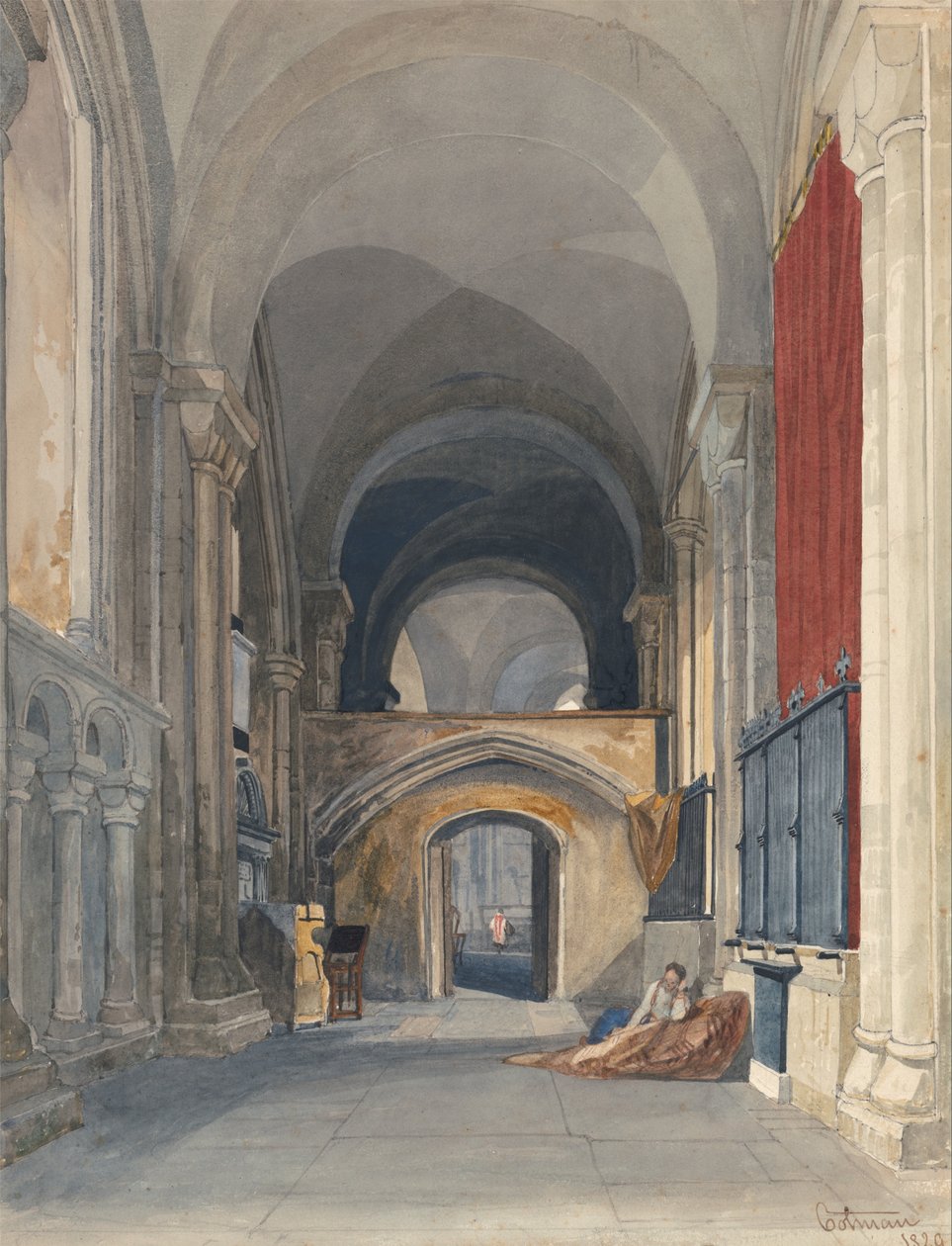 Norwich Cathedral- Interiøret i korets nordgang, ser øst av John Sell Cotman