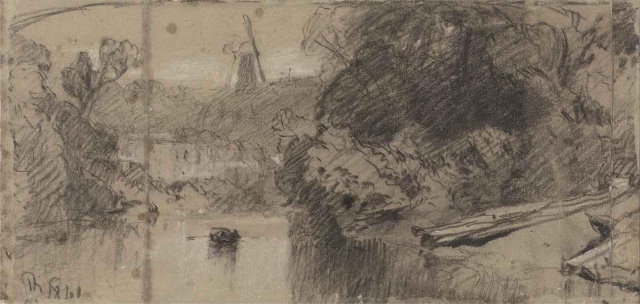 River Landscape, sannsynligvis i nærheten av Thorpe, Norfolk av John Sell Cotman
