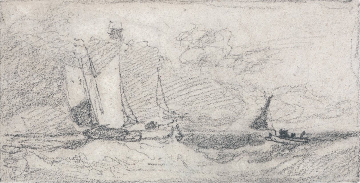Seiling av wherries og båter i et hakket hav av John Sell Cotman