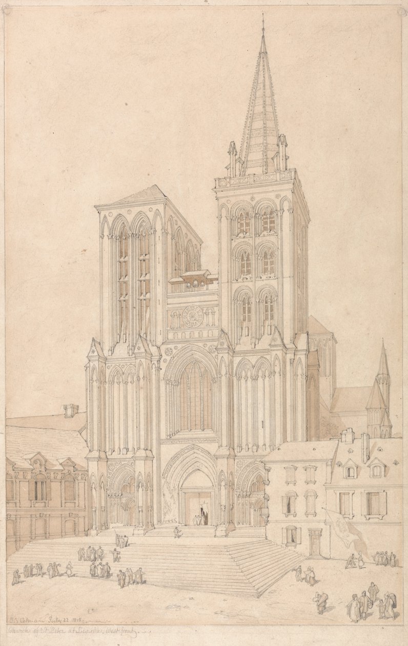 St. Peter på Lisieux, Normandie- Vestfronten av John Sell Cotman