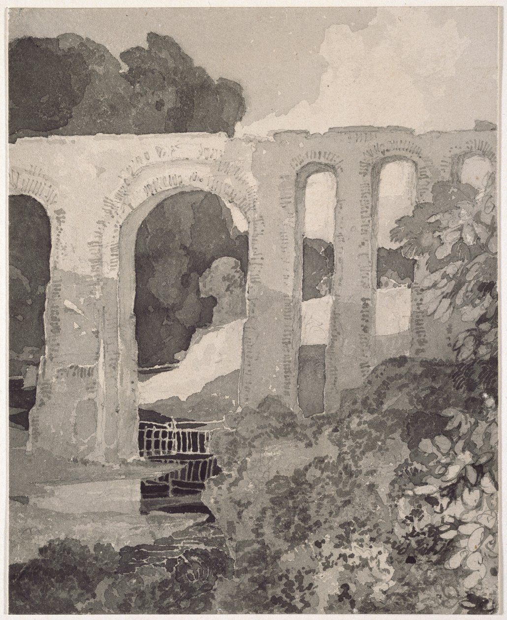 Telfords akvedukt (grafitt og grå vask) av John Sell Cotman
