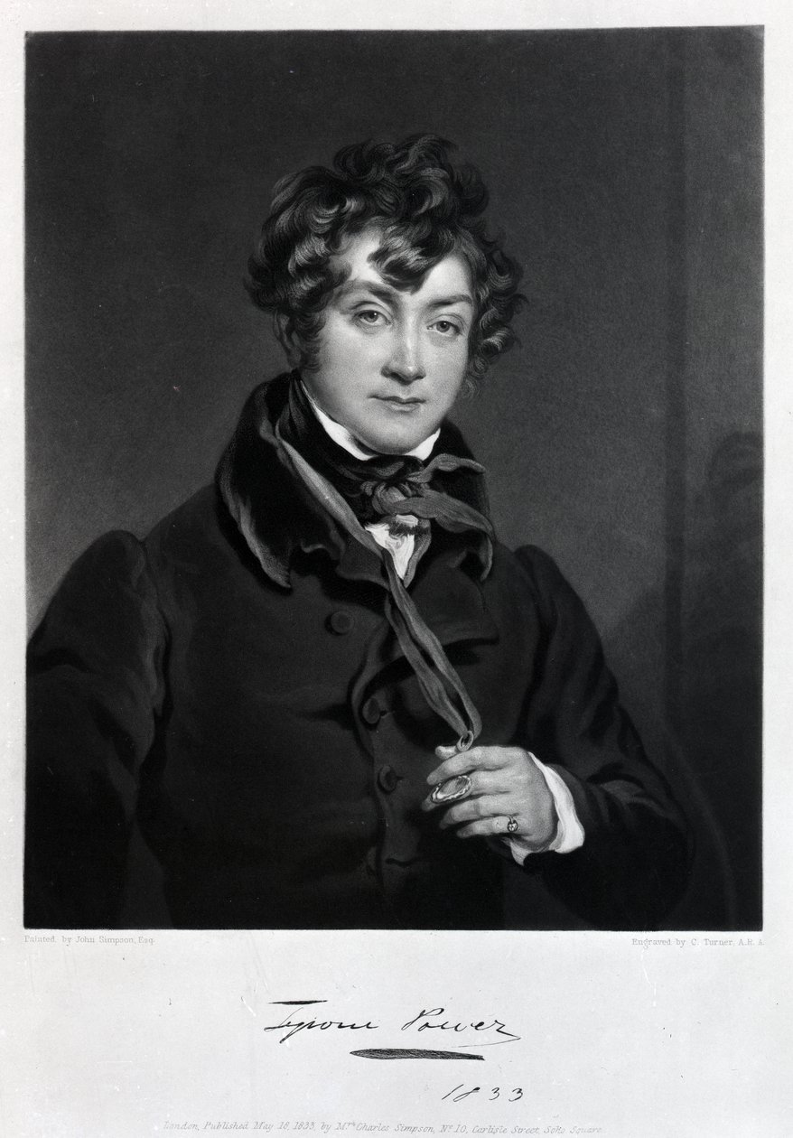 Tyrone Power, gravert av James Sands, ca. 1833 av John Simpson