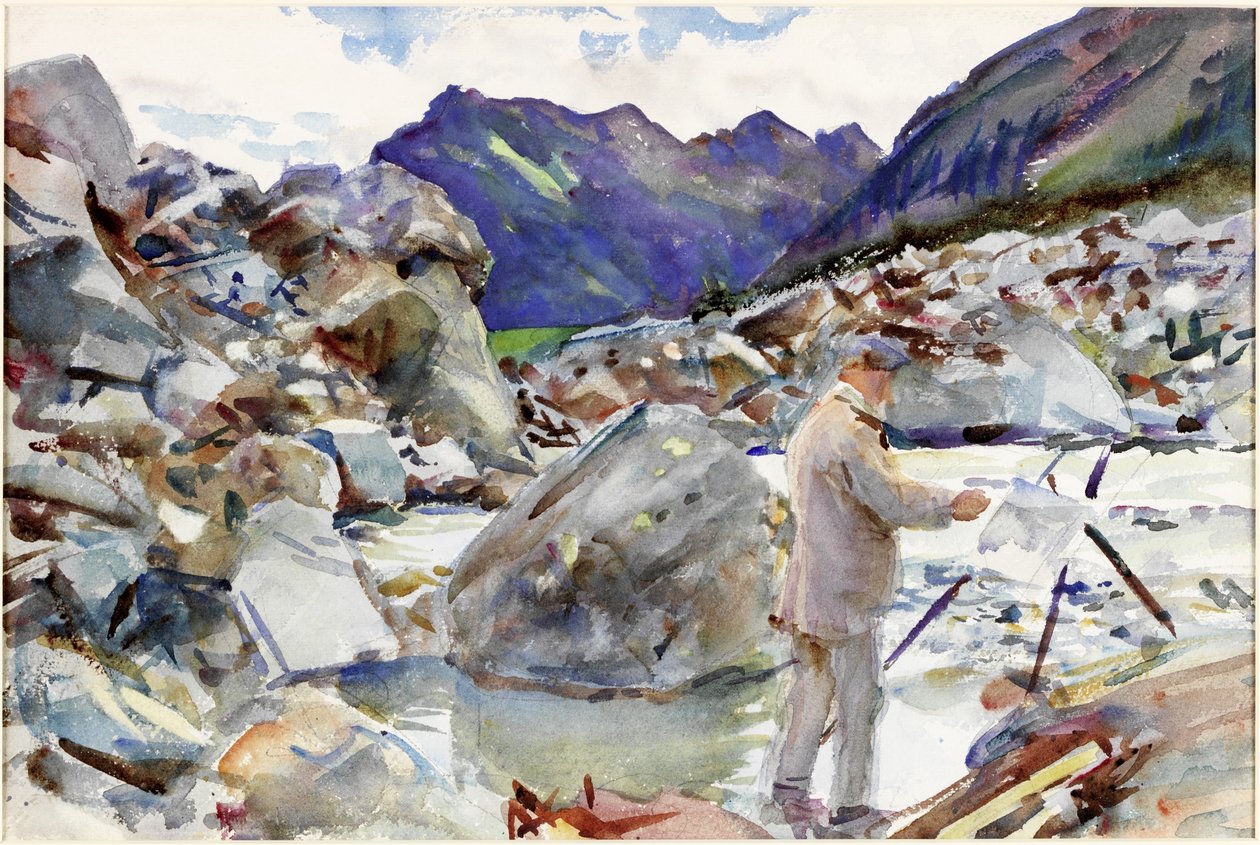 A Glacier Stream in the Alps, ca. 1904 (blyant og akvarell på papir) av John Singer Sargent
