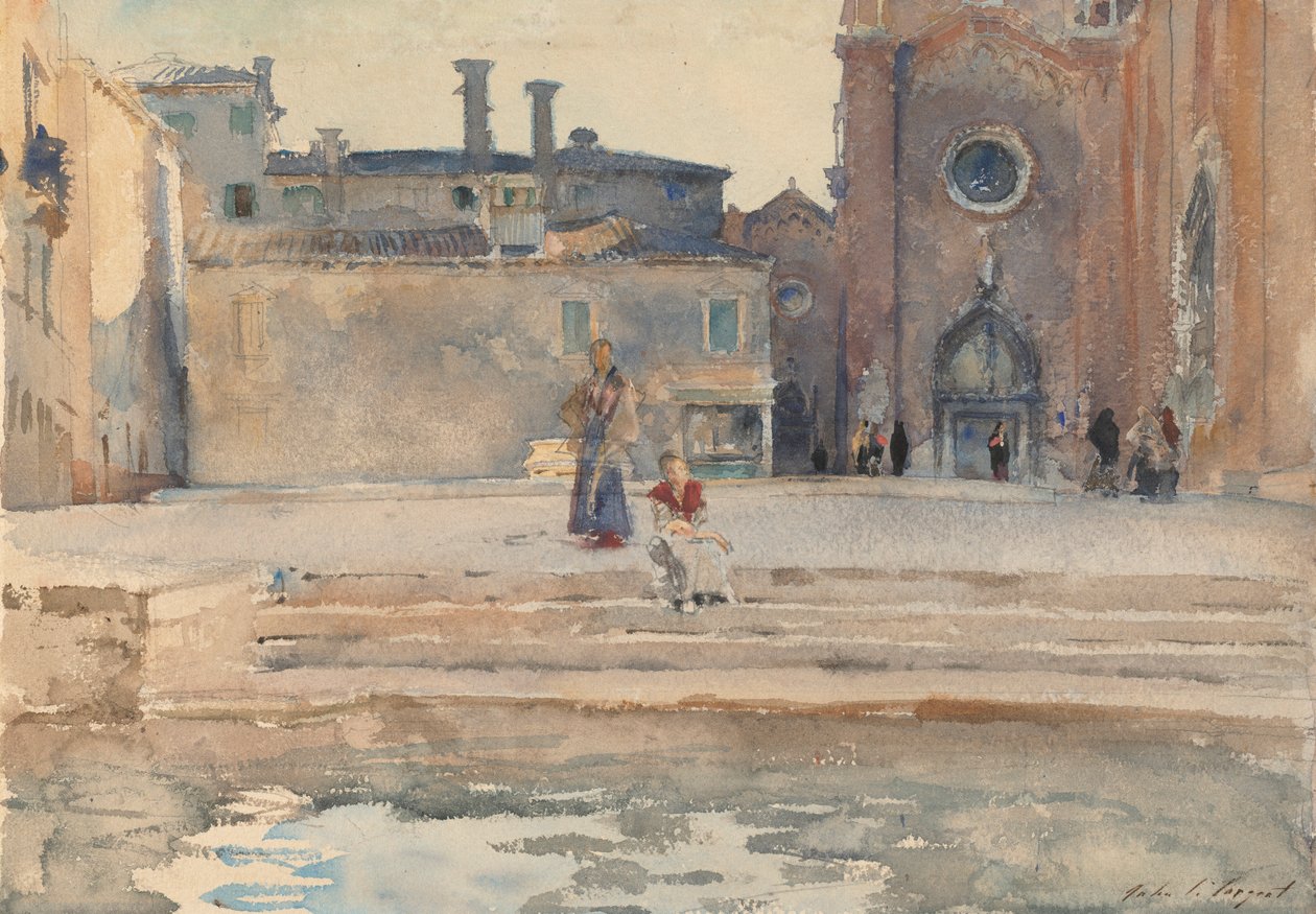 Campo dei Frari, Venezia, 1880-82 (wc over blyant med gouache på papir) av John Singer Sargent