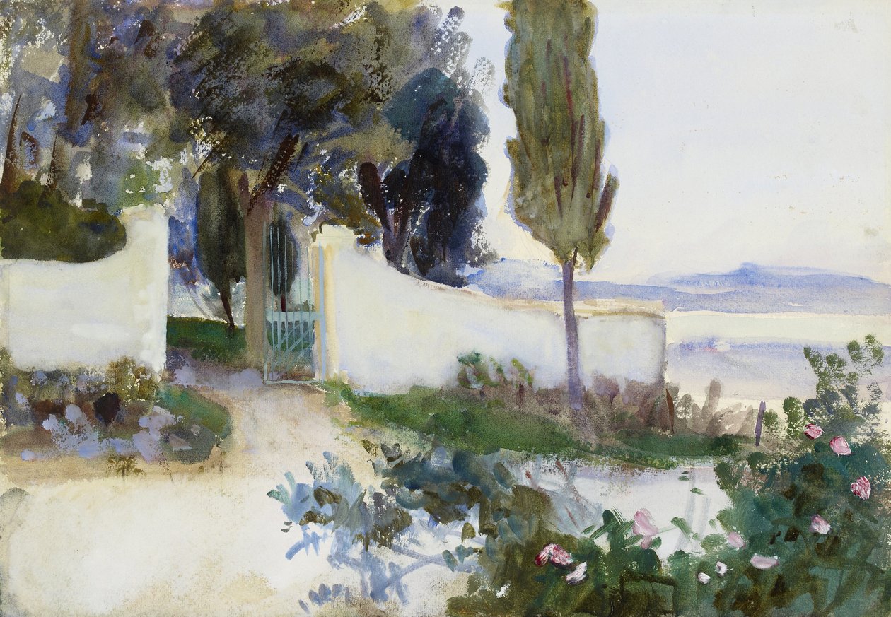 Gates of a Villa i Italia (akvarell på papir) av John Singer Sargent