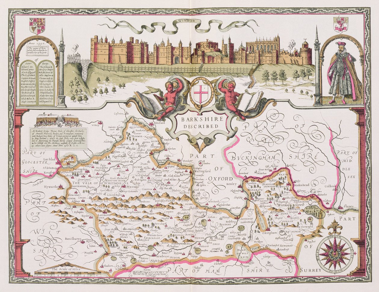 Berkshire, gravert av Jodocus Hondius (1563-1612) fra John Speed