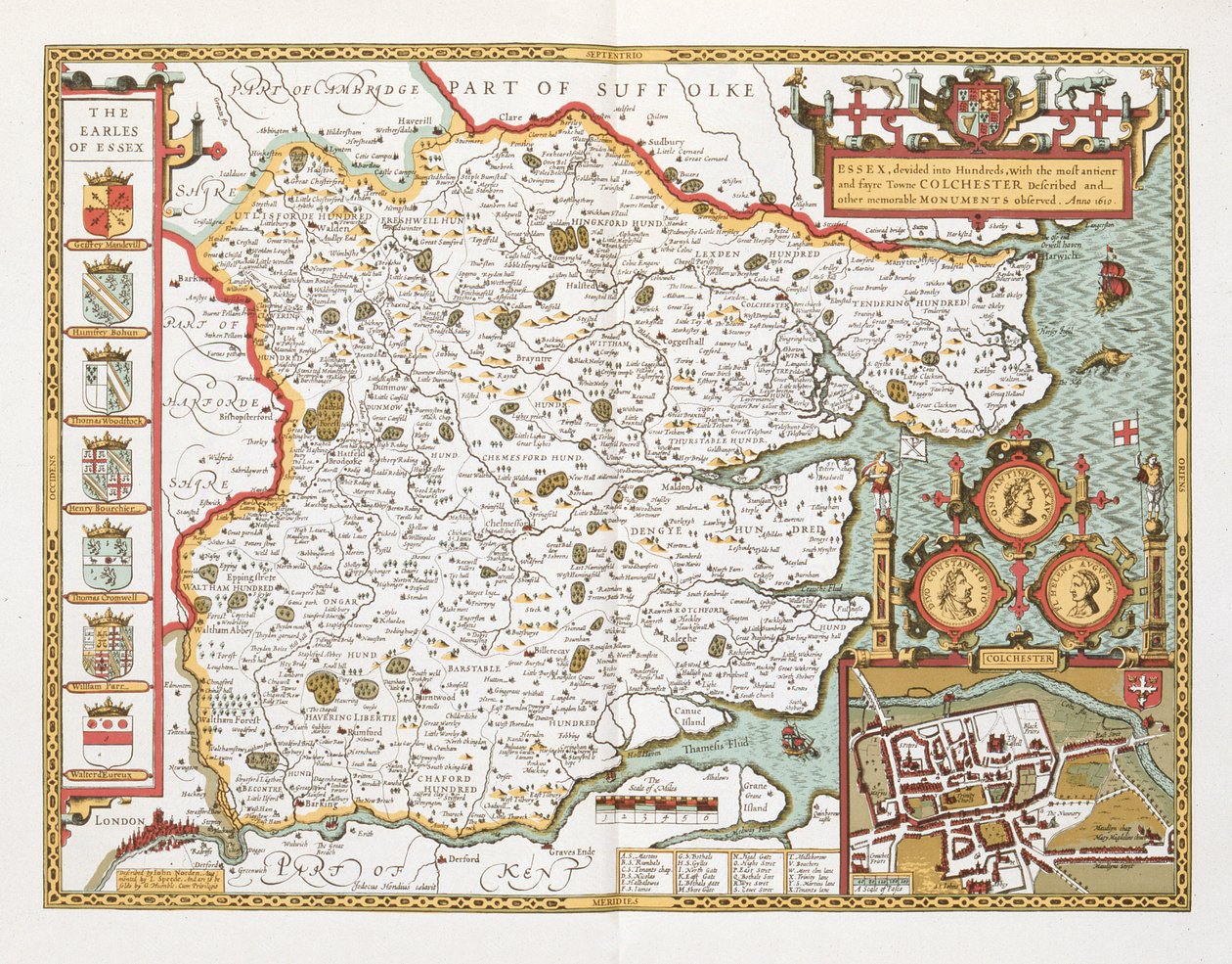 Essex, gravert av Jodocus Hondius (1563-1612) fra John Speed
