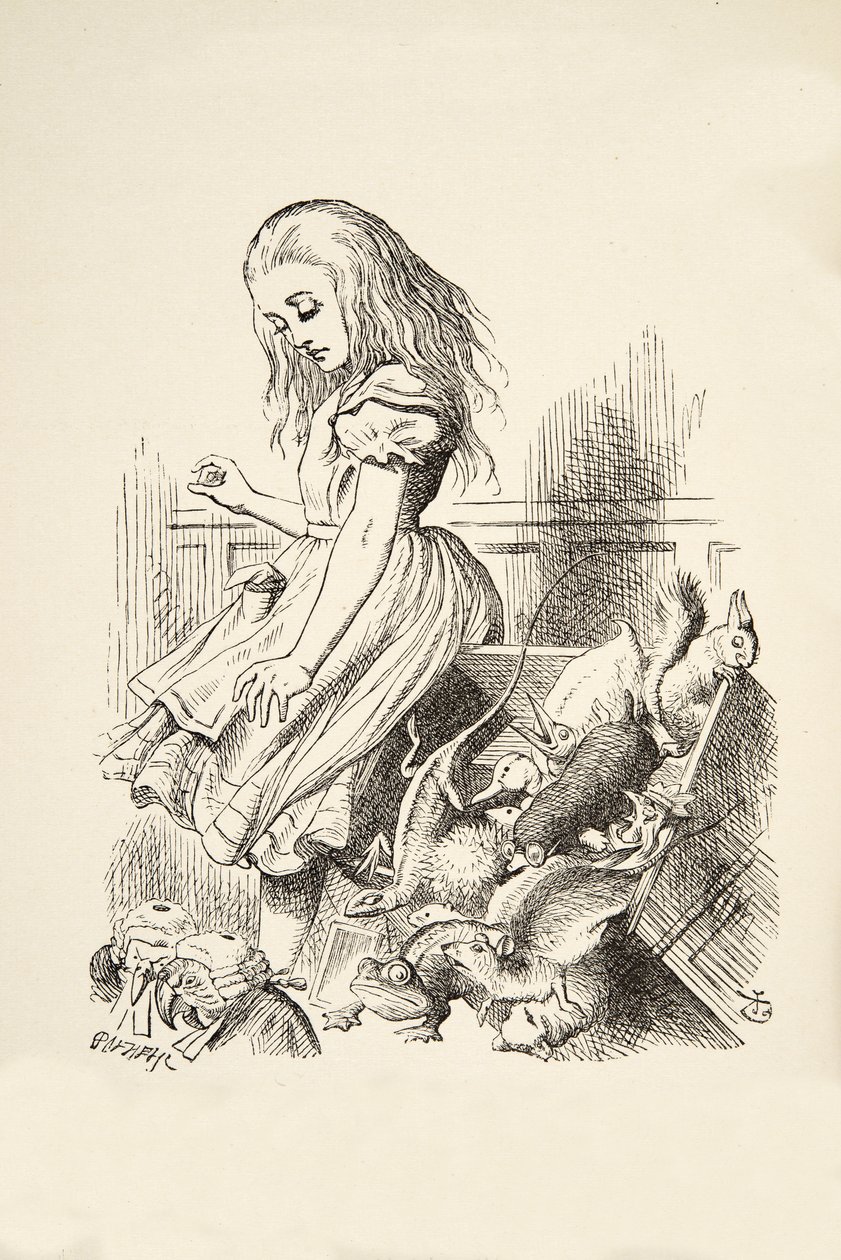 Kjempe Alice opprører juryboksen, fra Alices Adventures in Wonderland av Lewis Carroll (1832 - 98), utgitt 1891 av John Tenniel