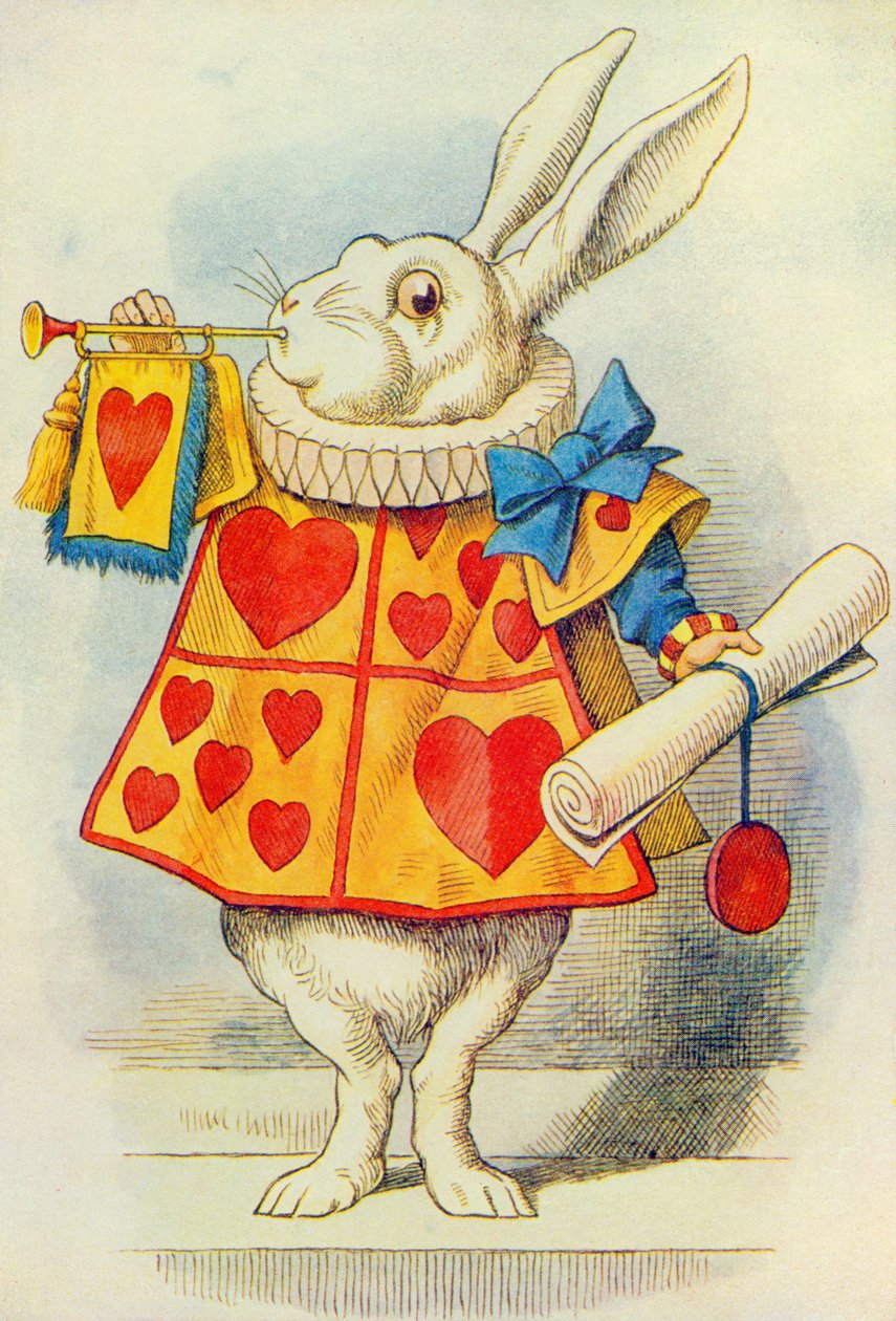 The White Rabbit, illustrasjon fra 'Alice in Wonderland' av Lewis Carroll (1832-9) av John Tenniel