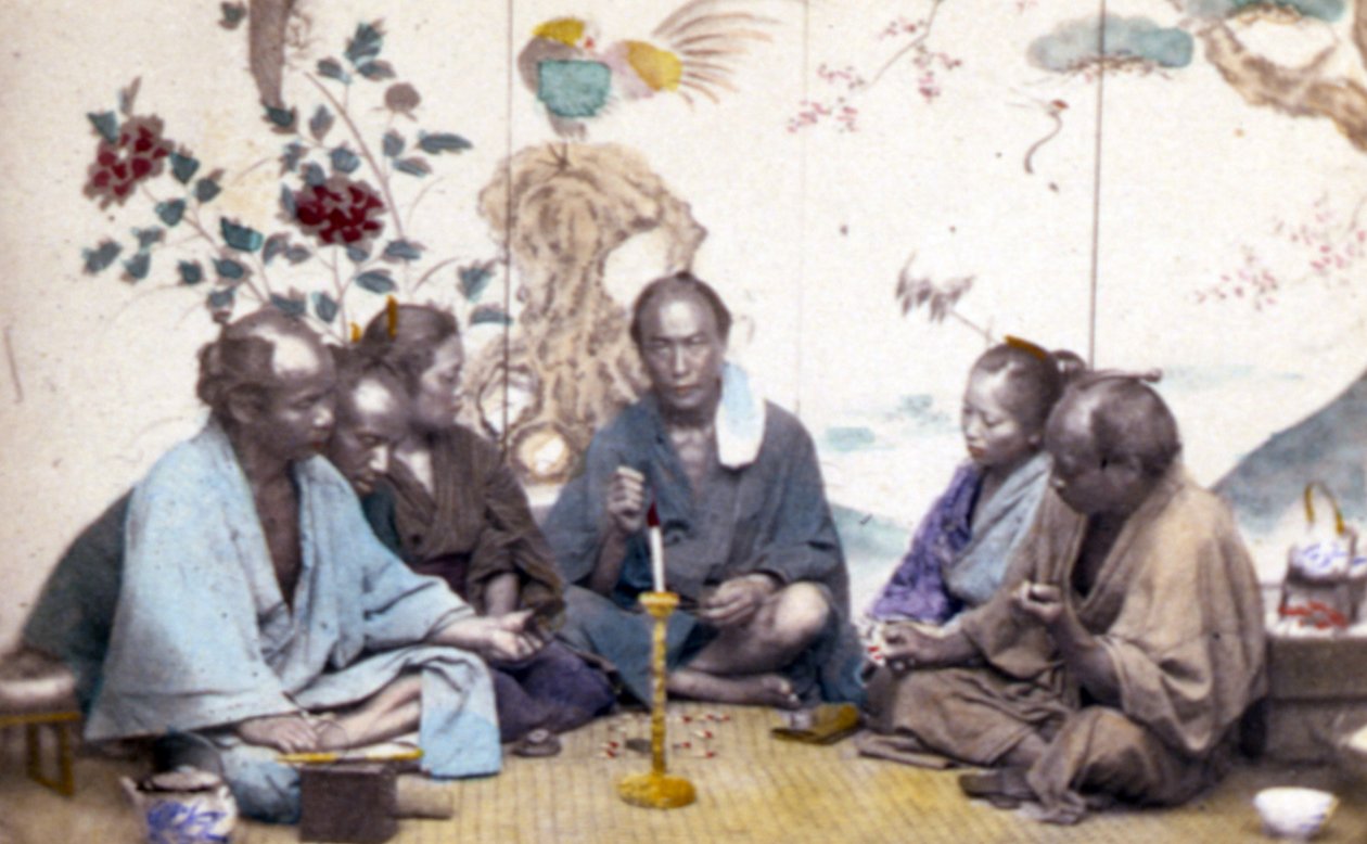 Japansk teseremoni, 1890 (håndfarget bilde) av John Thomson