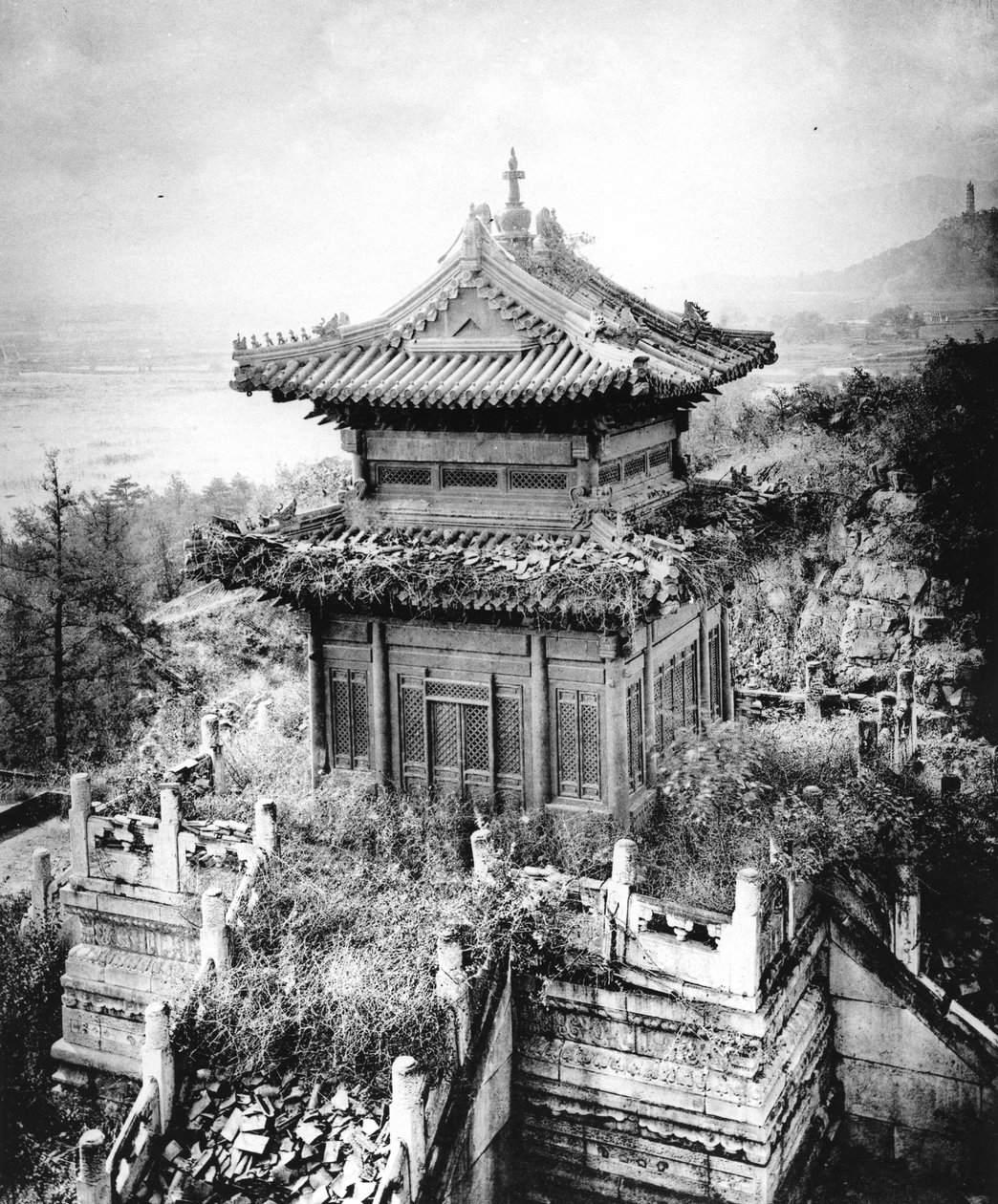 Baoyun-bronsepaviljongen i sommerpalasset, Beijing, ca. 1867-72 av John Thomson