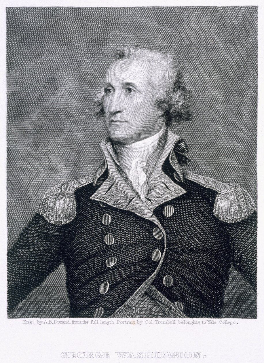 George Washington, gravert av Asher Brown Durand (1796-1886) av John Trumbull