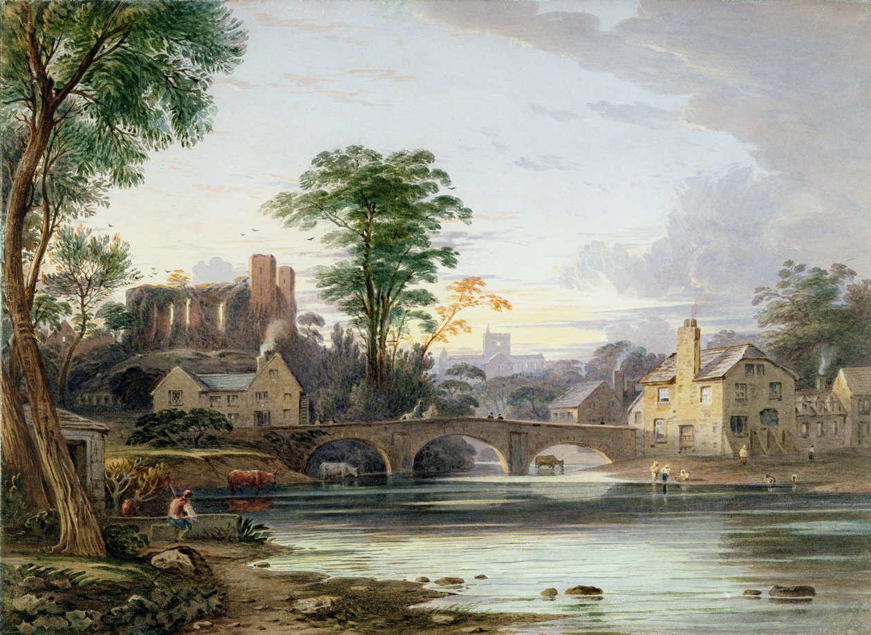 Brecon Castle (wc og gouache på papir) av John Varley