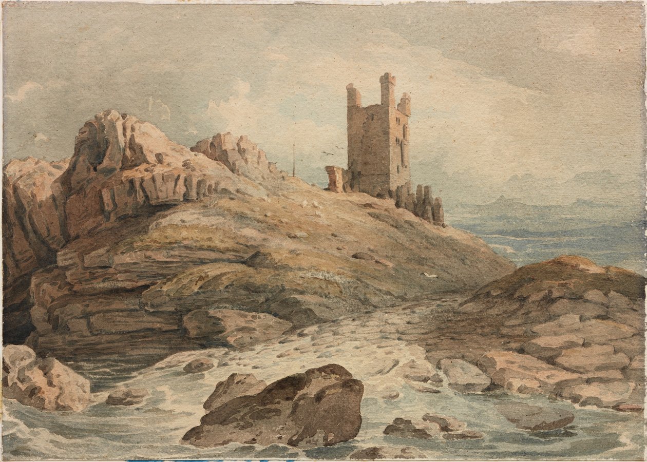 Dunstanburgh Castle (blyant og akvarell på papir (om bord)) av John Varley