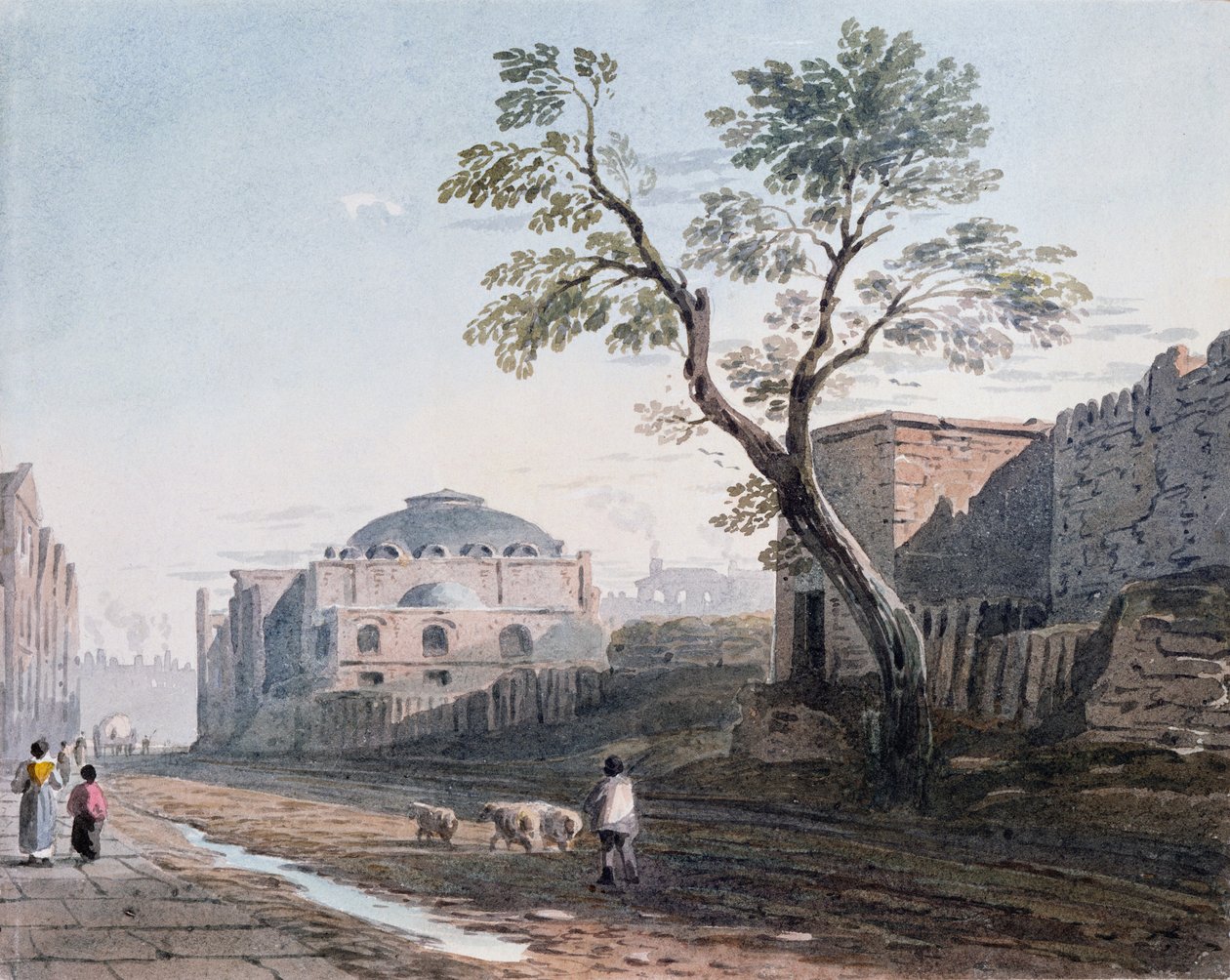 Scotch Church og restene av London Wall, 1818 av John Varley