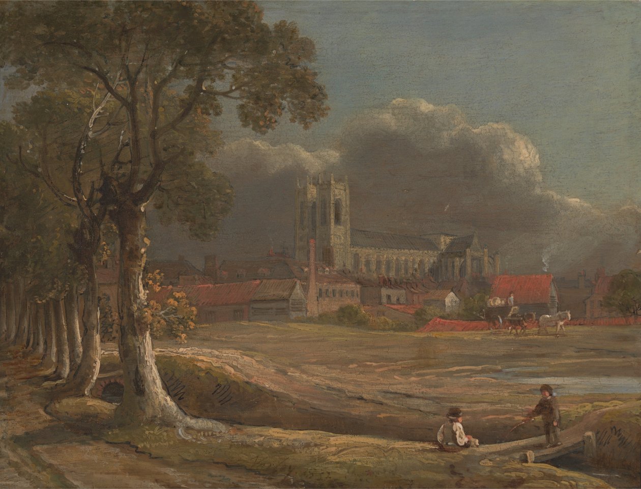 Westminster Abbey fra Tothill Fields av John Varley
