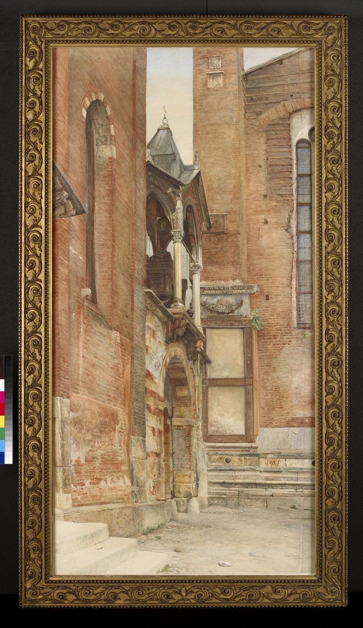 Castelbarco-graven, Verona, Italia, mai-august 1869 (akvarell og kroppsfarge over grafitt på papir) av John Wharlton Bunney
