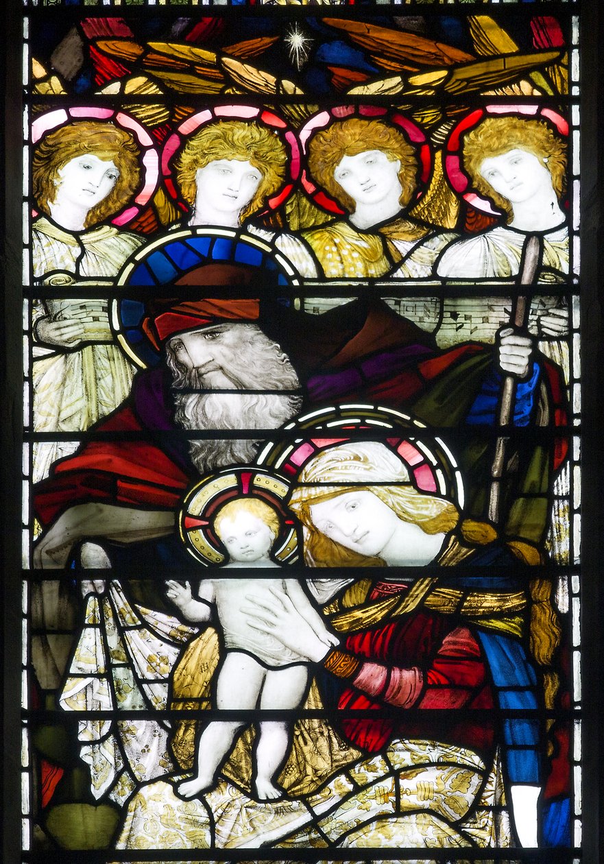 Jesmond, St George, Gateshead Stained Glass Co, John William Brown (1842-1928), The Nativity, 1888 av John William Brown