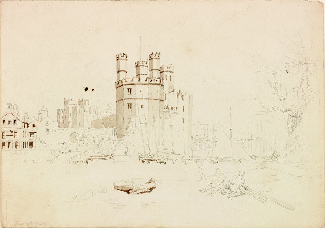 Caernarvon Castle (blyant og akvarell på papir) av John Wilson Carmichael
