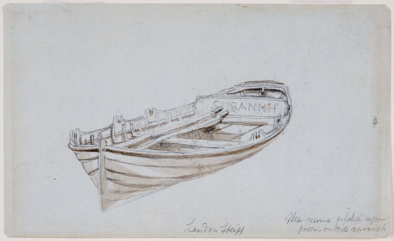 London Skiff (blyant og akvarell på papir (blått)) av John Wilson Carmichael