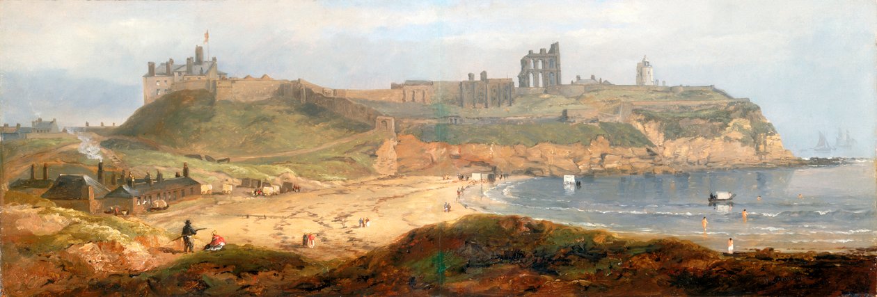 Priory and Castle, Tynemouth (olje på tre) av John Wilson Carmichael