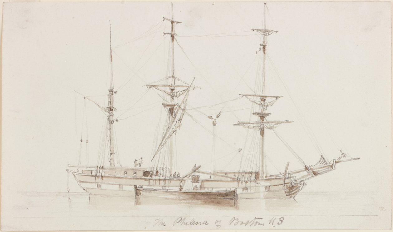 The Philena of Boston US (blyant og akvarell på papir) av John Wilson Carmichael