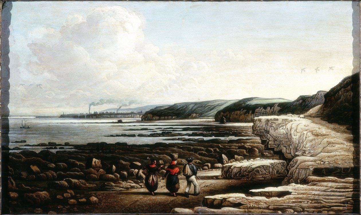 Coast Scene, Cullercoats (olje og blyant på kort) av John Wilson Ewbank