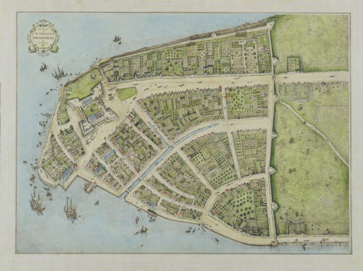 Omutkast til Castello-planen, New Amsterdam i 1660, 1916 av John Wolcott Adams