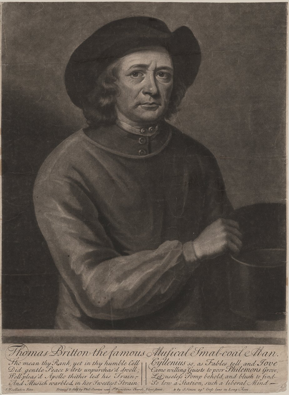 Thomas Britton, gravert av John Simon (1675-1751), 1703 (mezzotint) av John Wollaston