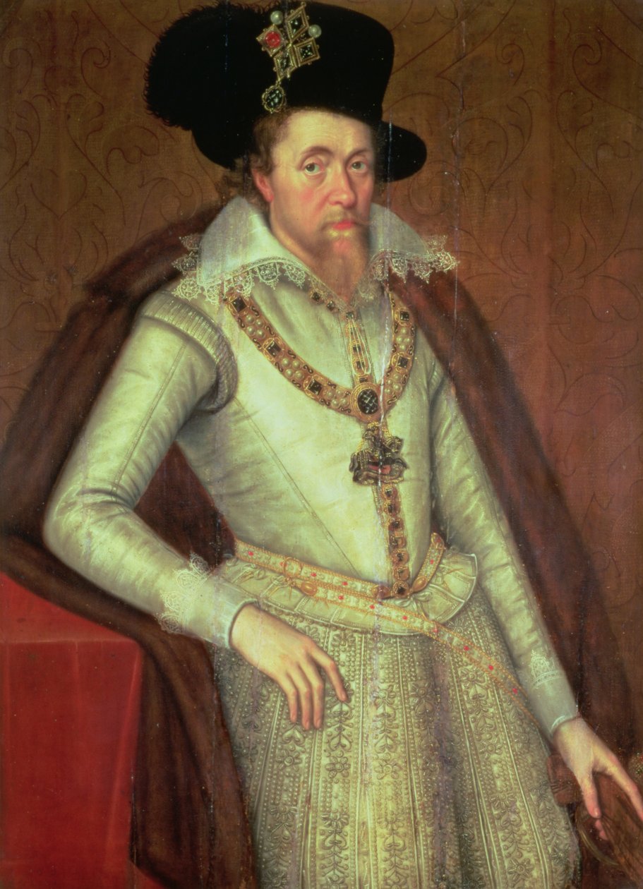James I (1603–25) og VI av Skottland (1567–1625) av John de, the Younger Critz