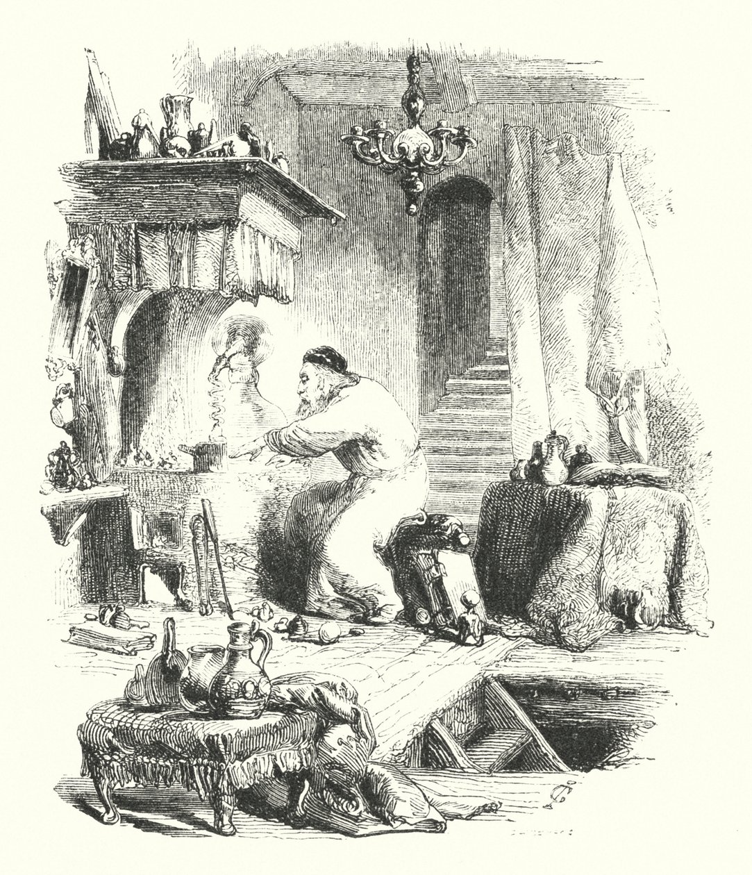 Alkymisten (gravering) av John (after) Gilbert