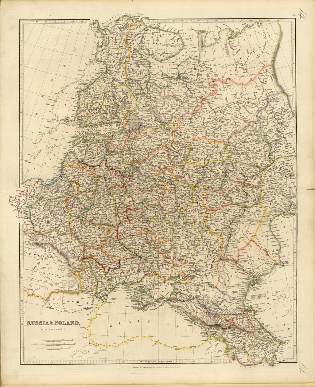 Kart over Russland og Polen, 1832. av John Arrowsmith