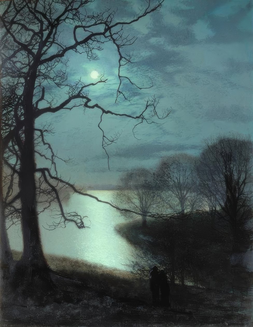 Ser på en månebelyst innsjø av John Atkinson Grimshaw