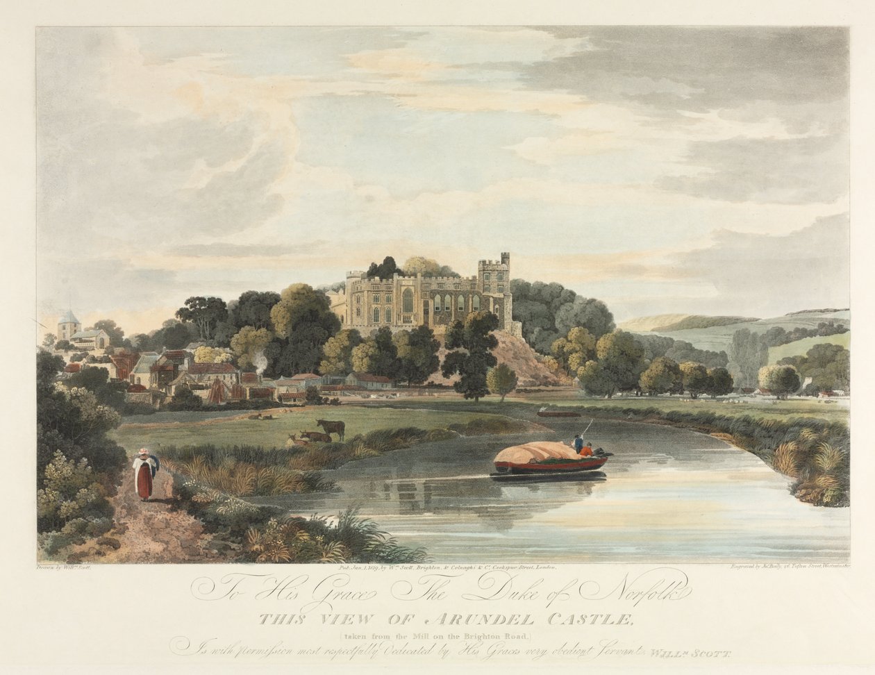 Denne utsikten over Arundel Castle, 1819. av John Baily