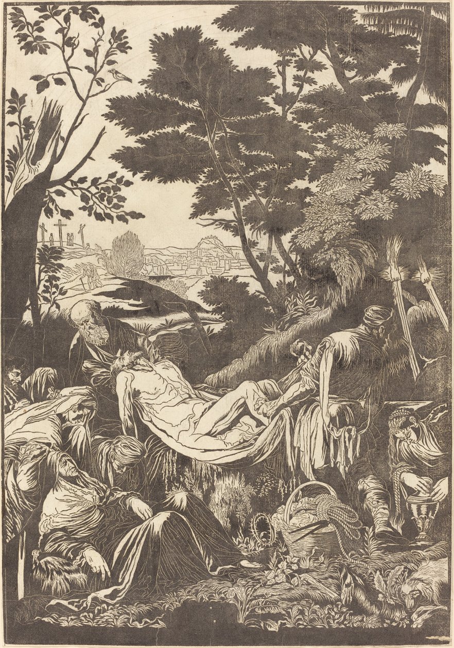 Gravleggingen [recto] av John Baptist Jackson after Jacopo Bassano
