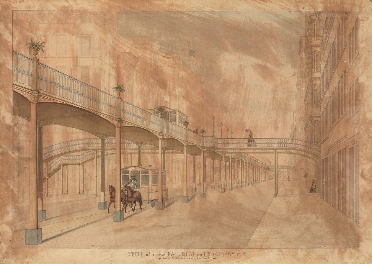 Elevated Railroad, Broadway, New York, 1861. av John Beigel