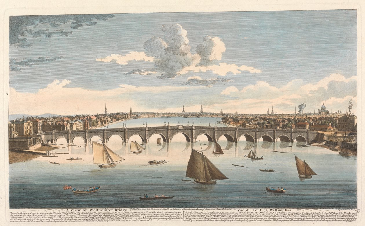 Utsikt over Westminster Bridge av John Boydell
