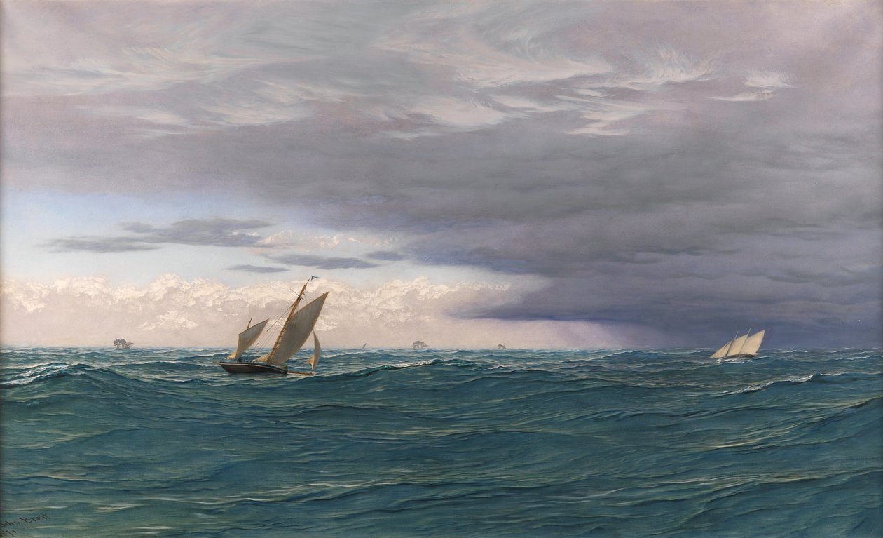 Yachts in a Seaway, Middelhavet, 1871 av John Brett