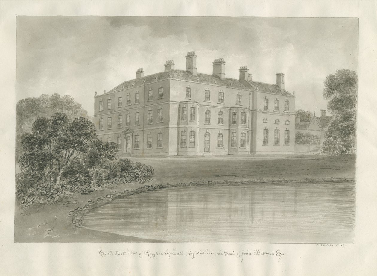 Biddulph - Knypersley Hall [ny] : sepia-tegning av John Buckler